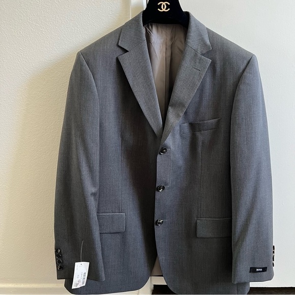 NWT Hugo Boss Pinstripe Gray 3Button Suit Scorsese Movie Hollywood Unhemmed - Picture 5 of 17